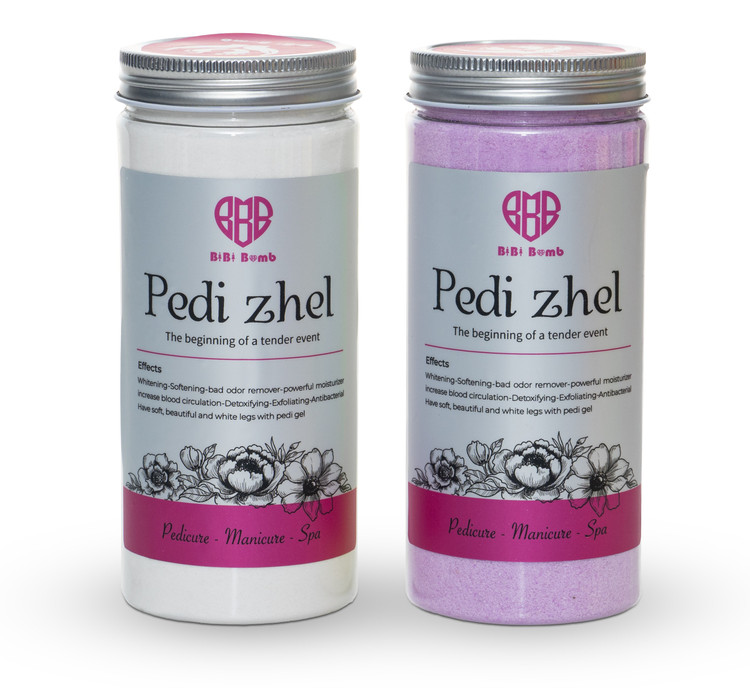 پدی ژل 1/6 کیلویی با حلال بی بی بمب _ رنگ بنفش _ مناسب برای پدیکور _ آبرسانی پوست