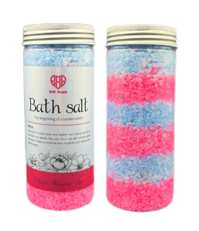 نمک پدیکور معطر بی بی بمب _ رنگ آبی صورتی _ ضد عفونی کننده ی بدن و پا